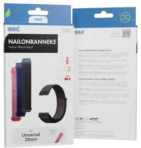 Wave nailono apyrankė, 20 mm išmaniesiems ir sportiniams laikrodžiams, rožinė