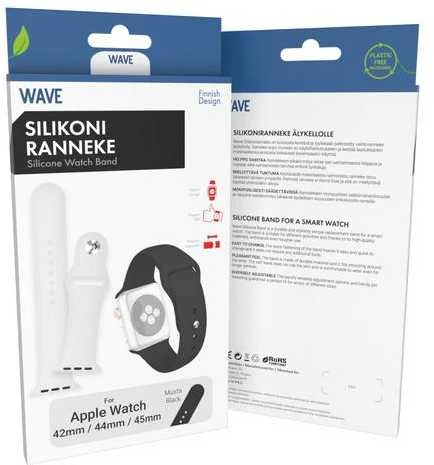 Wave silikoninė apyrankė, Apple Watch 42 mm / 44 mm / 45 mm, juoda