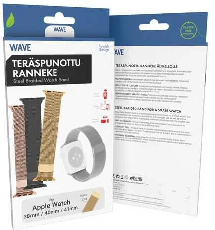 Wave Banginė plieno pintinė apyrankė, Apple Watch 38 mm / 40 mm / 41 mm, auksas