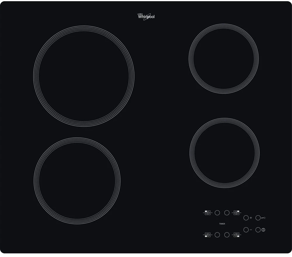 Whirlpool AKT 801/NE kaitlentė Juodas Įmontuojama 58 cm Keraminė kaitlentė 4 zona(s)
