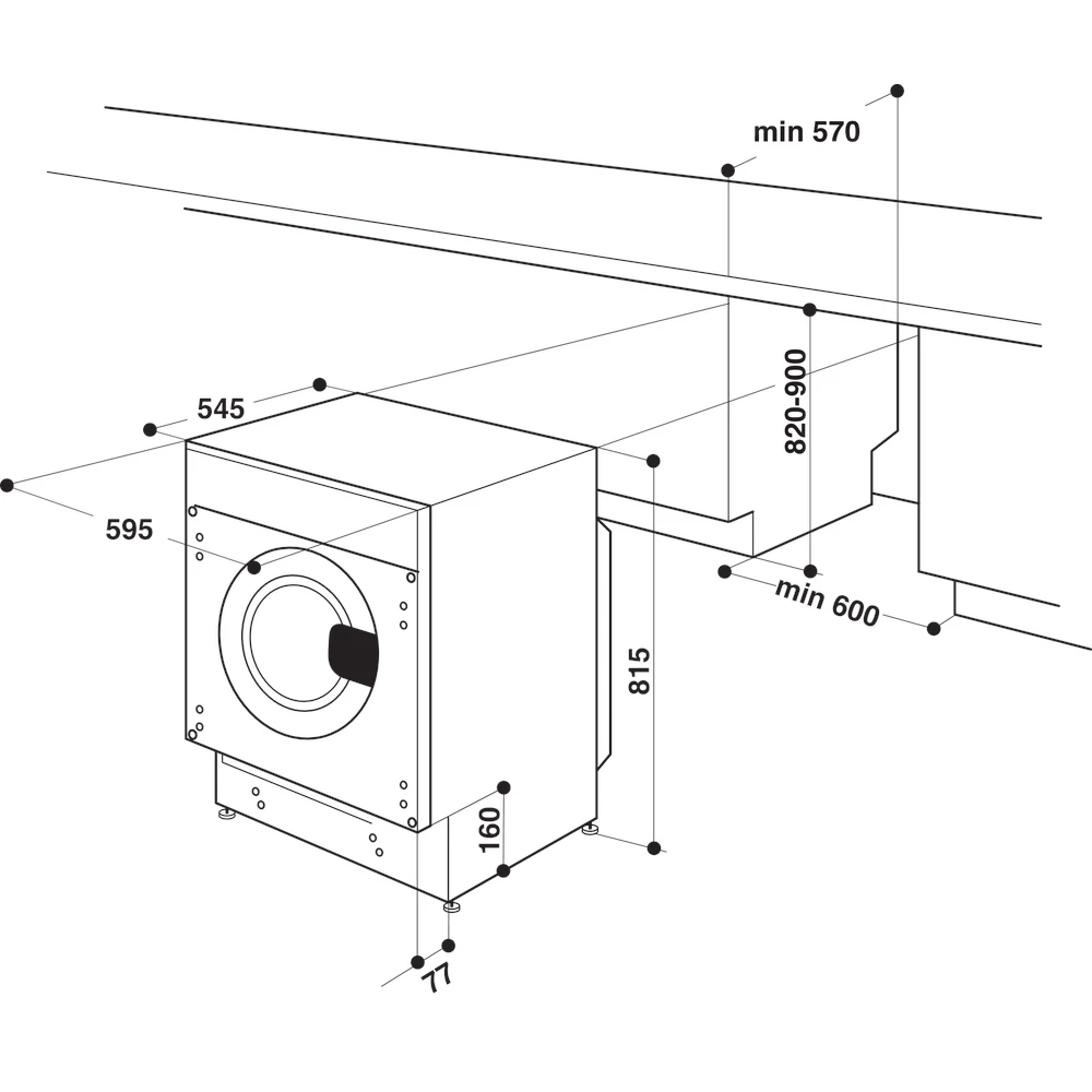 Įmontuojama skalbimo mašina Whirlpool BI WMWG 71483E EU N