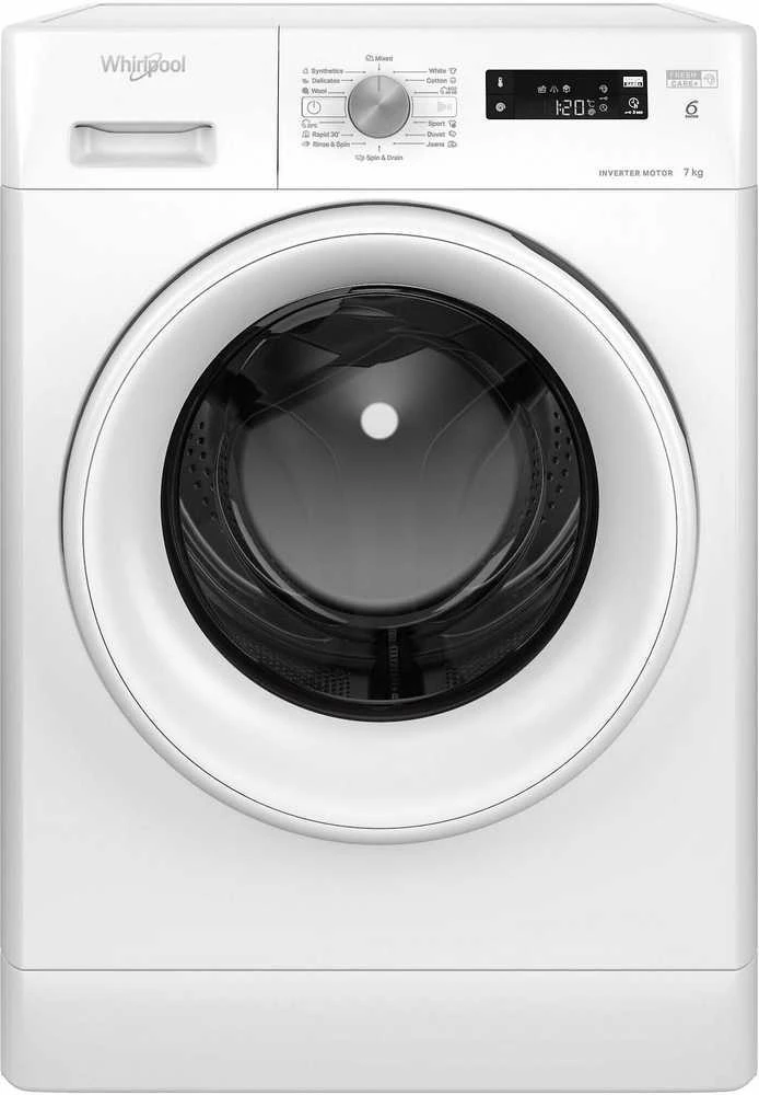 Whirlpool | Skalbimo mašina | FFS 7469 W EE | Energy efficiency class A | Front loading | Skalbimo talpa 7kg | 1400 RPM | Gylis 57.5 cm | Plotis 59.5 cm | Ekranas | LED | Baltas