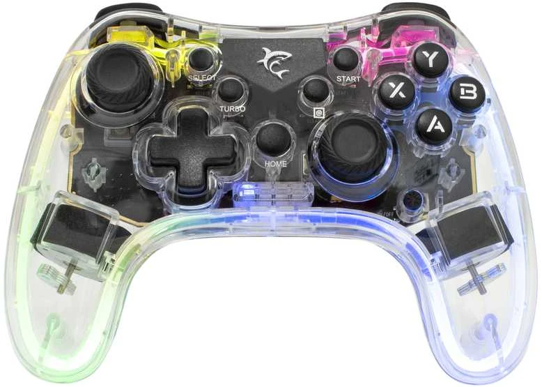 White Shark „Baltas Shark Baltas Shark GAMEPAD LEGION“ belaidis valdiklis, skirtas asmeniniams kompiuteriams, PS3/PS4, „Android“, „IOS“, permatomas (GPW-8039)