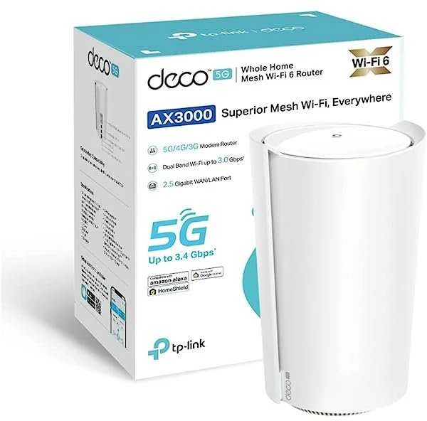 Maršrutizatorius TP-Link 5G AX3000 Whole Home Mesh Wi-Fi 6 Maršrutizatorius, Build-In 5G Modem, Baltas, Internal, Mesh system, 230 m², Dual-band (2.4 GHz / 5 GHz), Wi-Fi 6 (802.11ax )