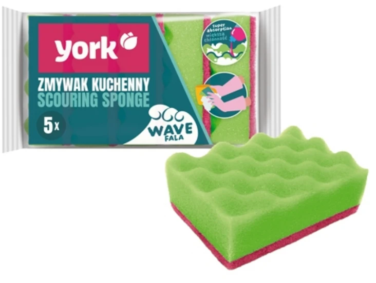 York indų plovimo kempinė Wave 4+1 vnt. 10x7x3cm