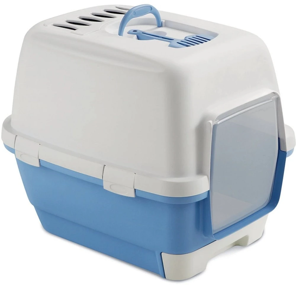 Stefanplast kačių tualetas uždaras Cathy Clever & Smart 58x45x48cm baltas mėlynas