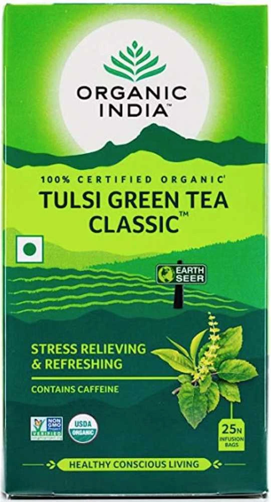 Ajurvedinė arbata Tulsi Žalias Tea Classic, Organic India, 25 pakeliai
