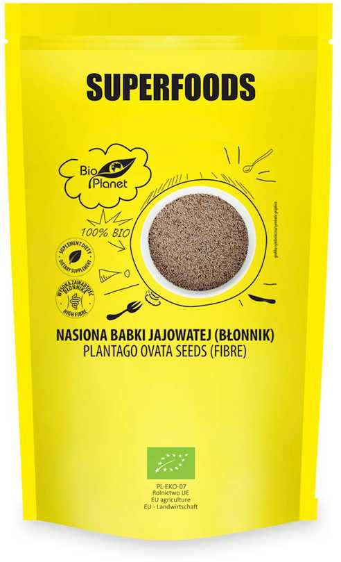 Grandininis pjūklas Ekologiškos Balkšvojo gysločio sėklos (Psyllium), BIO PLANET, 250 g.