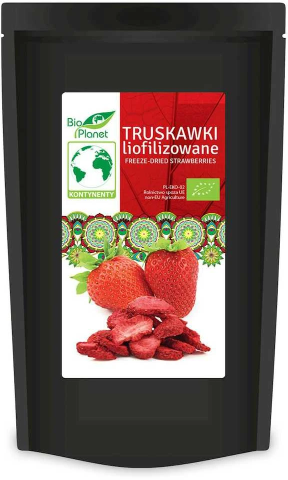 Grandininis pjūklas Ekologiškos šaltyje džiovintos (liofelizuotos) braškės BIO PLANET, 30 g.