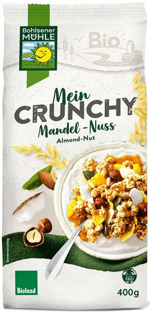 Grandininis pjūklas Granola su kokosų drožlėmis ir riešutais Bioland, 400g
