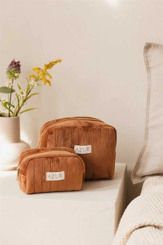 Medžiaginė kosmetinė (ruda) AZUR NATURAL, 20 x 10 x 15 cm