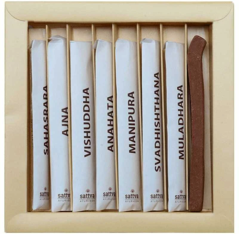 Smilkalų lazdelių rinkinys Chakra Box, Sattva Ayurveda, 49 vnt.