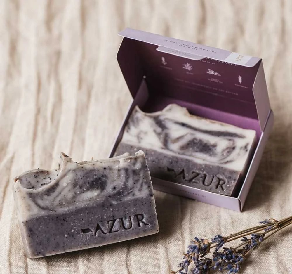 Grandininis pjūklas Natūralus muilas kūnui su levandų ir rozmarinų eteriniais aliejais AZUR NATURAL, 100 g