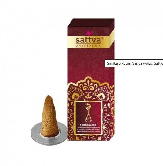 Smilkalų kūgiai Sandalwood, Sattva Ayurveda, 20g
