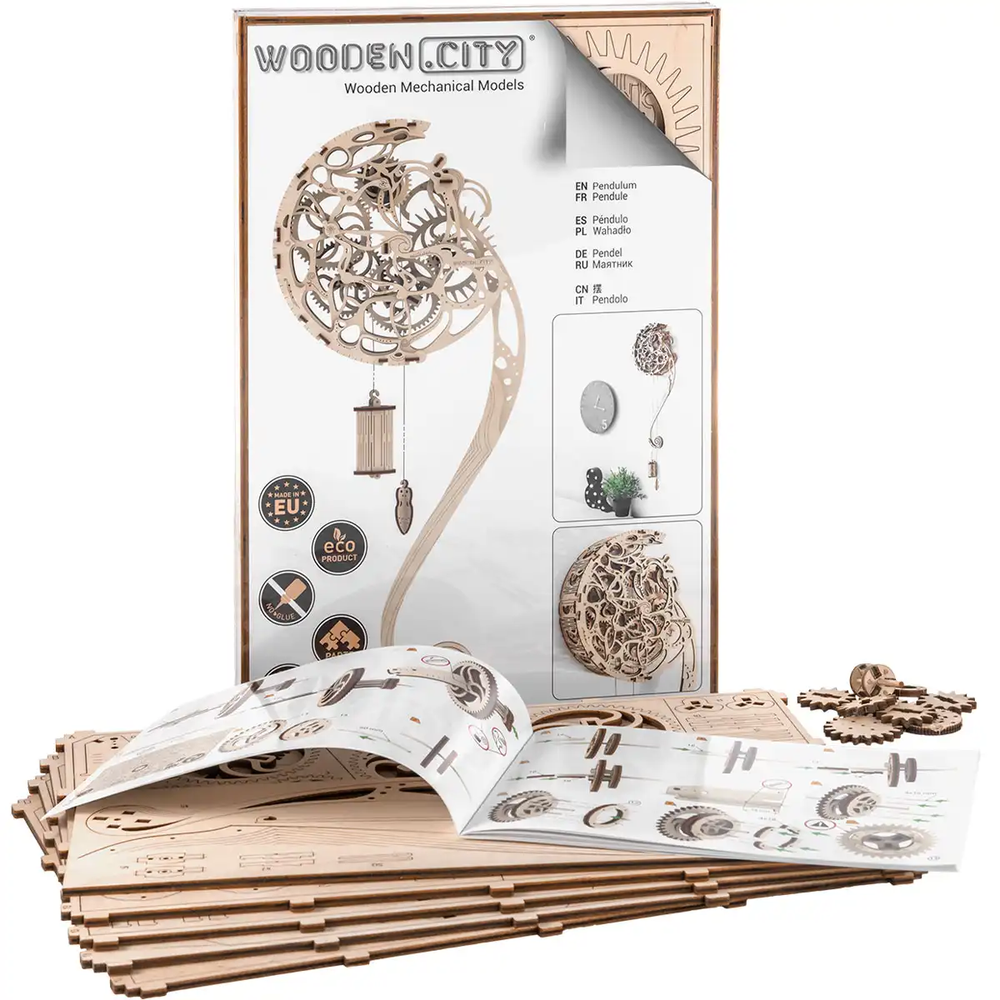 Dėlionė Wooden city Wooden.City 3D medinio laikrodžio galvosūkis – švytuoklė