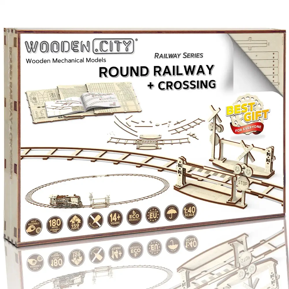Wooden City Mediniai 3D galvosūkiai - apvalios trasos + sankryžos
