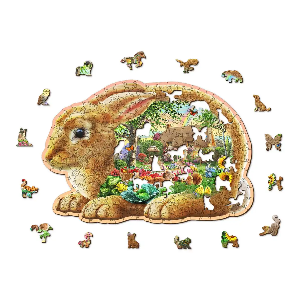 Wooden city Medinė dėlionė Woodencity Garden Bunny, 250 detalių