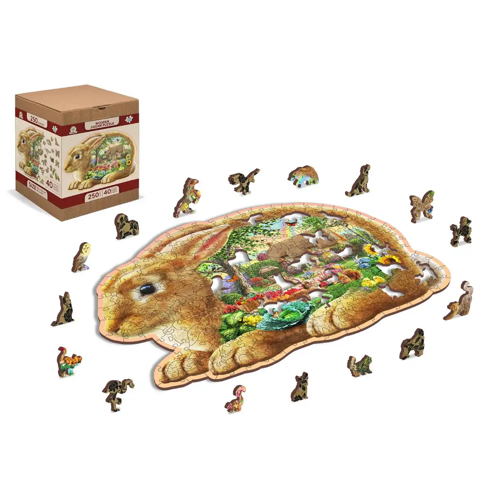 Wooden city Medinė dėlionė Woodencity Garden Bunny, 250 detalių
