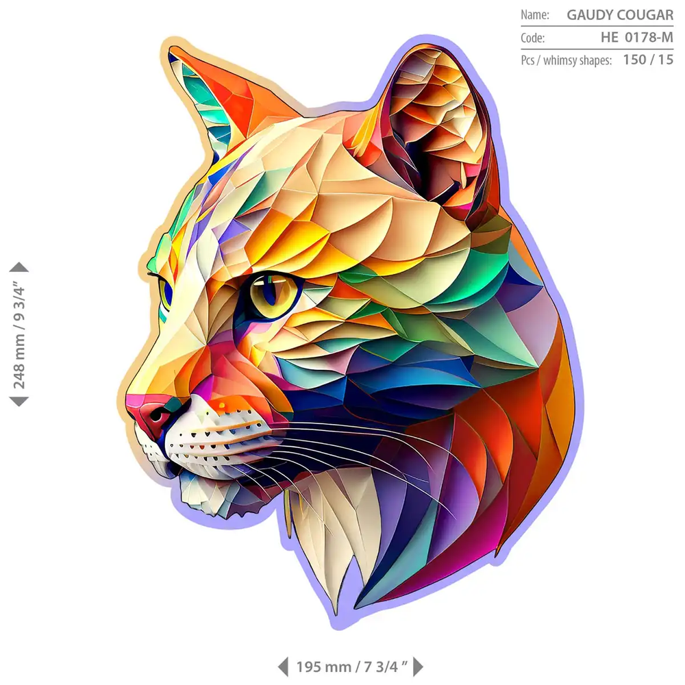 Hobilt Medinė dėlionė Woodencity Gaudy Cougar, 150 detalių