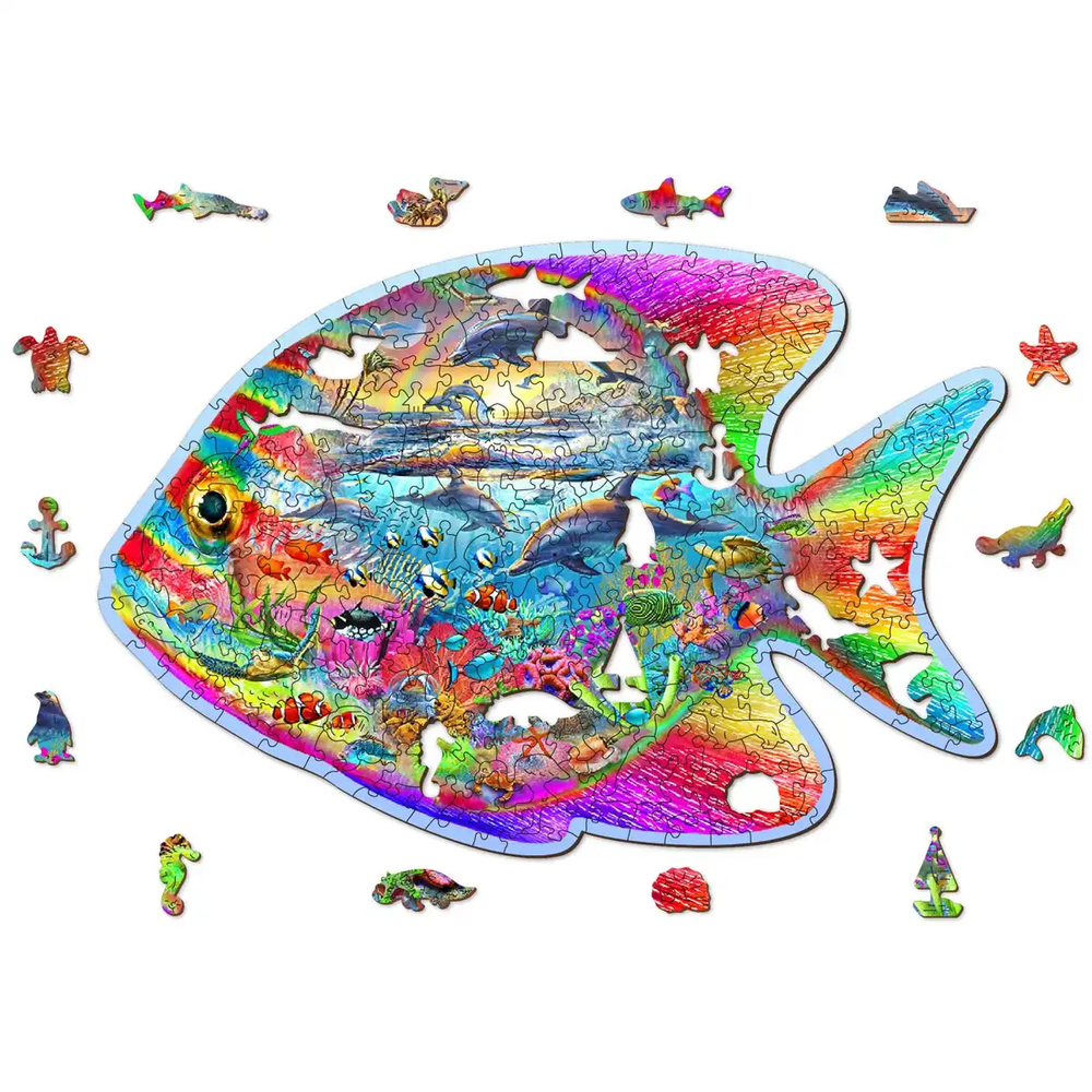 Wooden city Medinė dėlionė Woodencity Magic Fish, 250 detalių