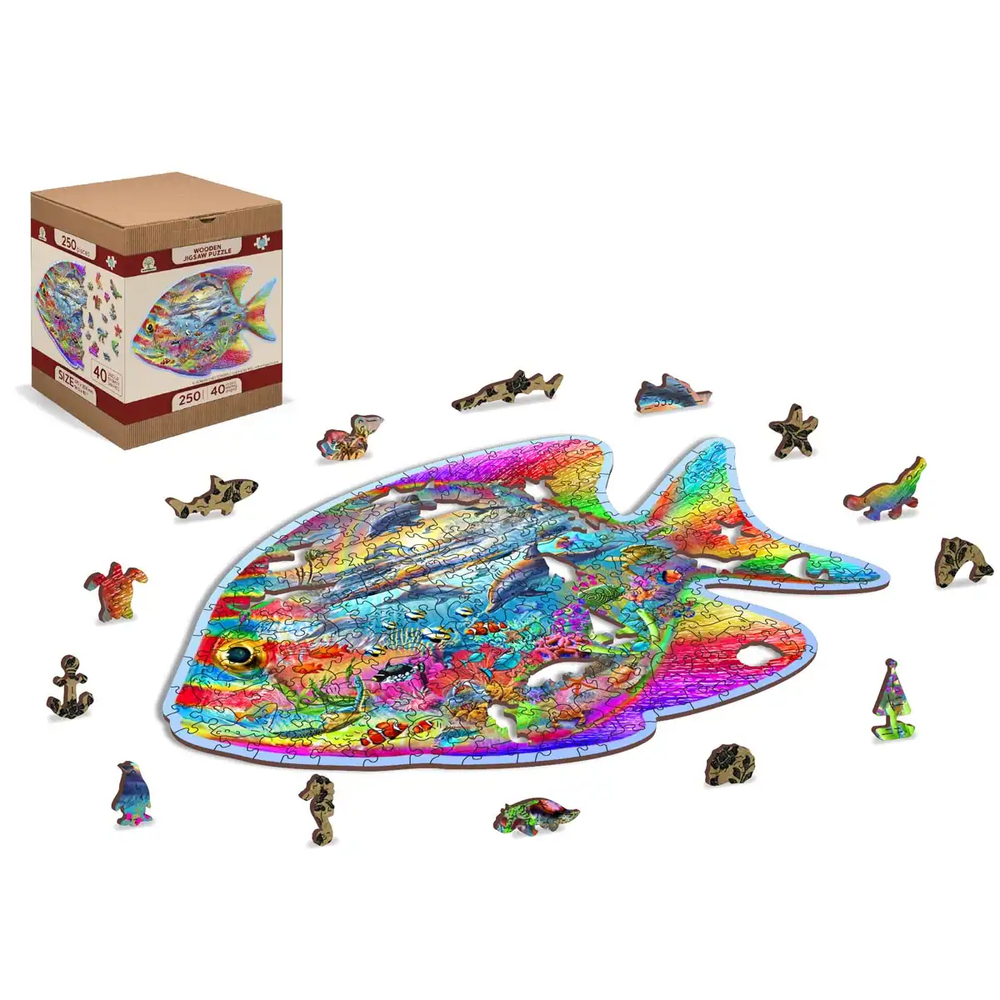 Wooden city Medinė dėlionė Woodencity Magic Fish, 250 detalių