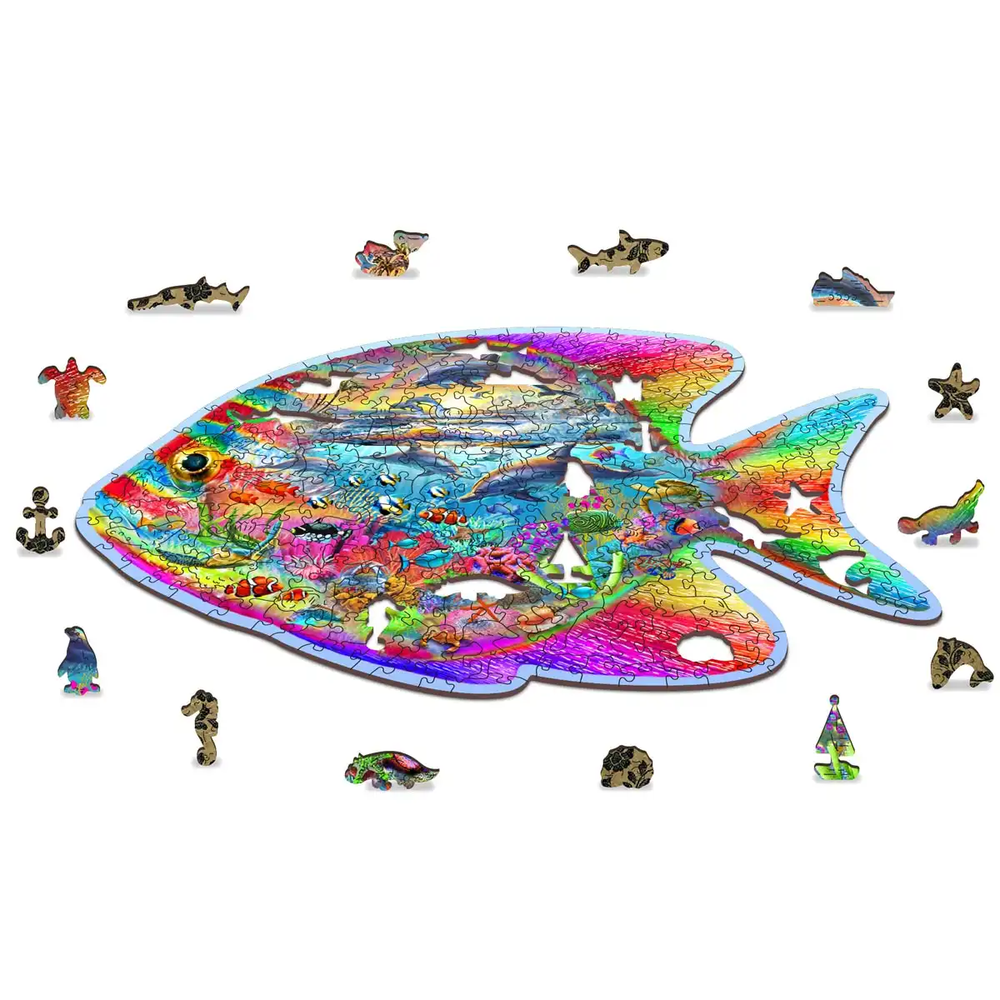Wooden city Medinė dėlionė Woodencity Magic Fish, 250 detalių