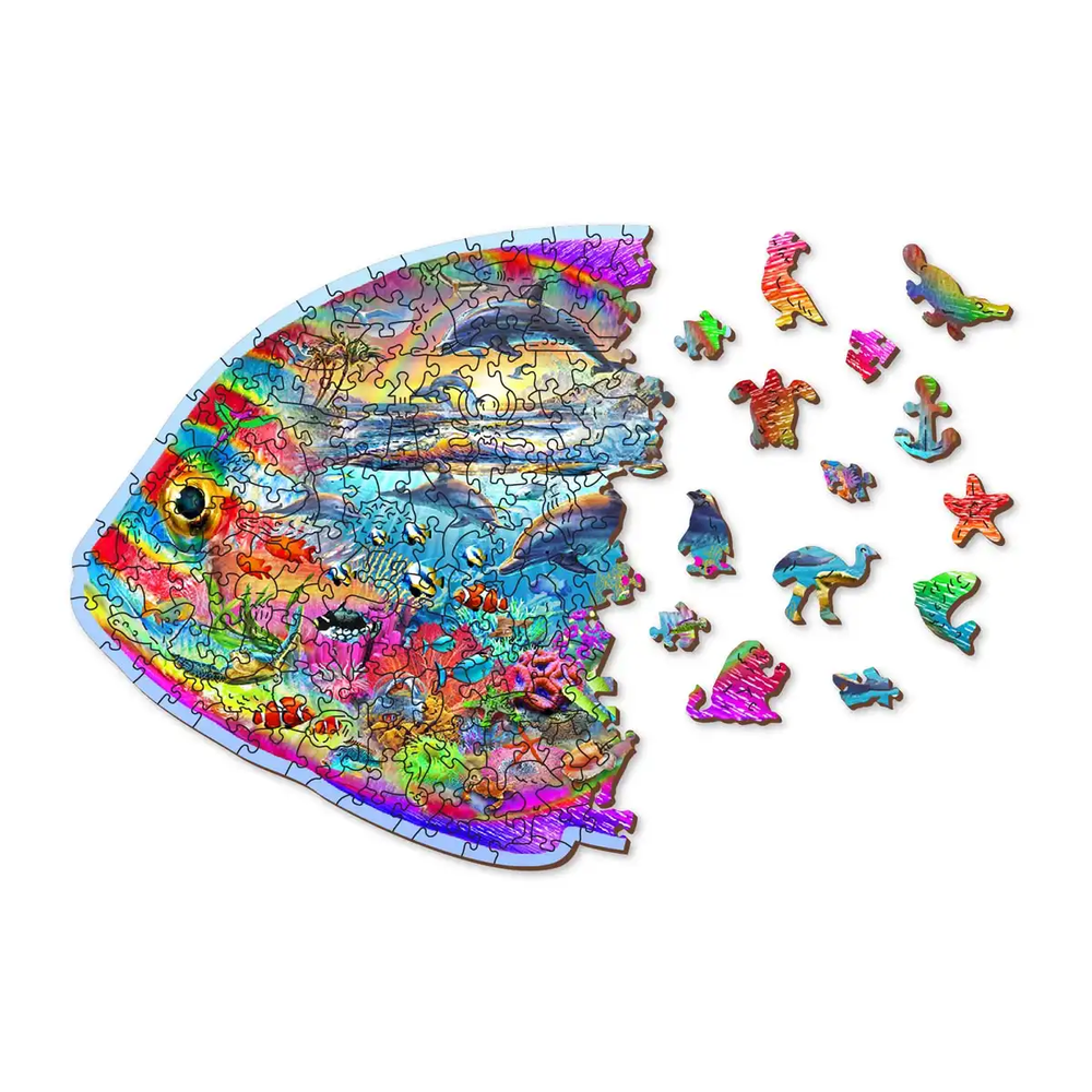 Wooden city Medinė dėlionė Woodencity Magic Fish, 250 detalių