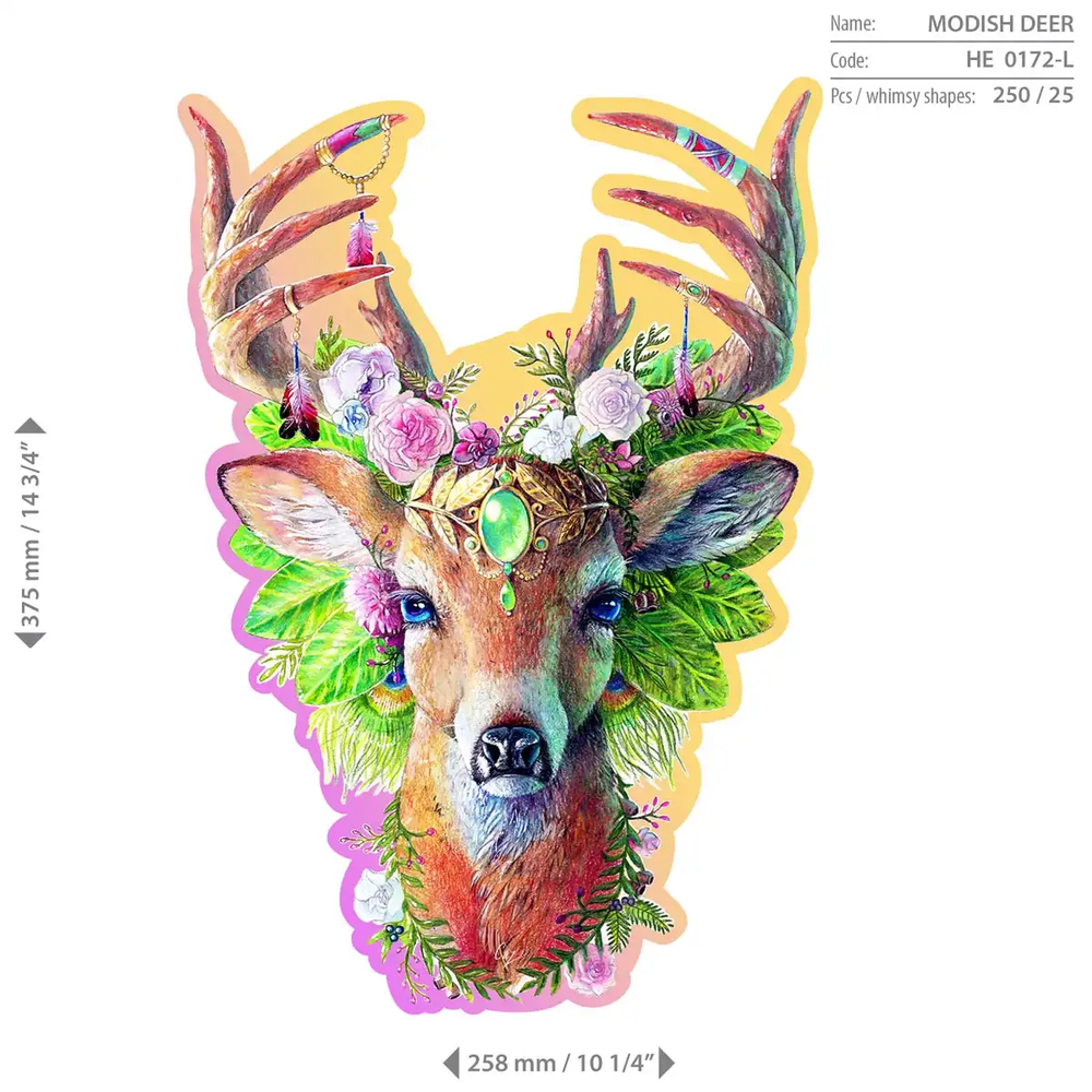 Hobilt Medinė dėlionė Woodencity Modish Deer, 250 detalių
