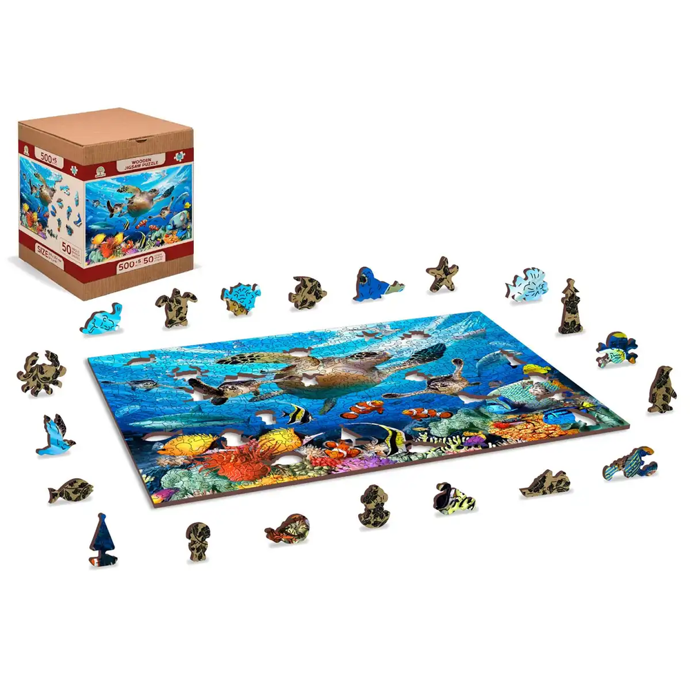 Wooden city Medinė dėlionė Woodencity Ocean Life, 500 detalių