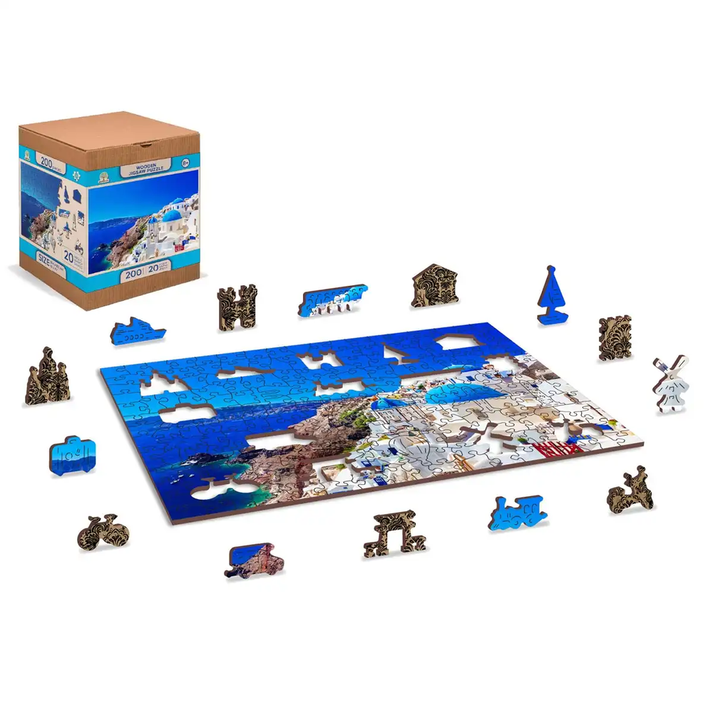 Wooden city Medinė dėlionė „Santorinis, Graikija“ 200 detalių