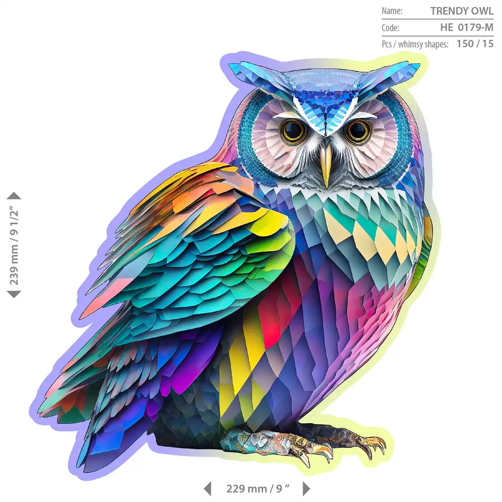 Hobilt Medinė dėlionė Woodencity Trendy Owl, 150 detalių