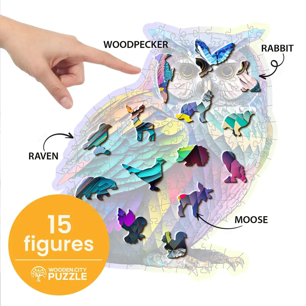 Hobilt Medinė dėlionė Woodencity Trendy Owl, 150 detalių