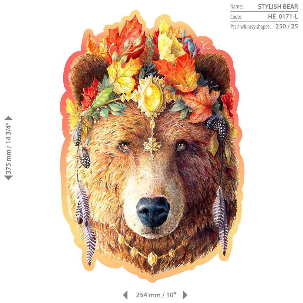 Medinė dėlionė Woodencity Stylish Bear, 250 detalių