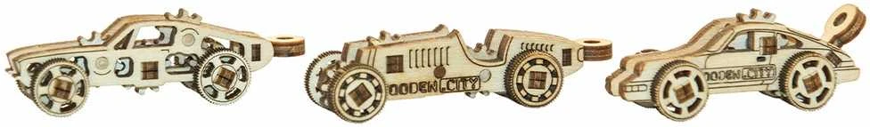 Dėlionė WOODEN CITY 3D Mediniai Galvosūkiai Sportiniai Automobiliai