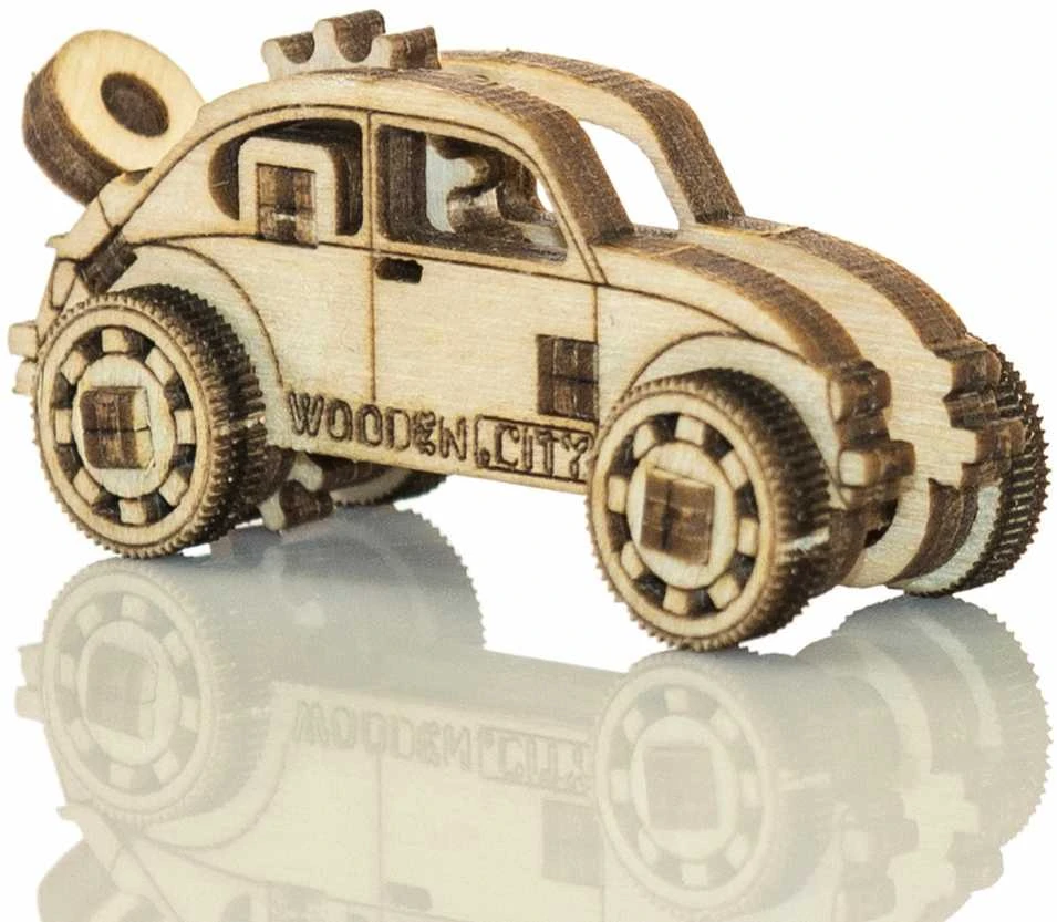 Dėlionė WOODEN CITY 3D Medinis Puzzle Modelis Senoviniai Automobiliai ir Motociklas