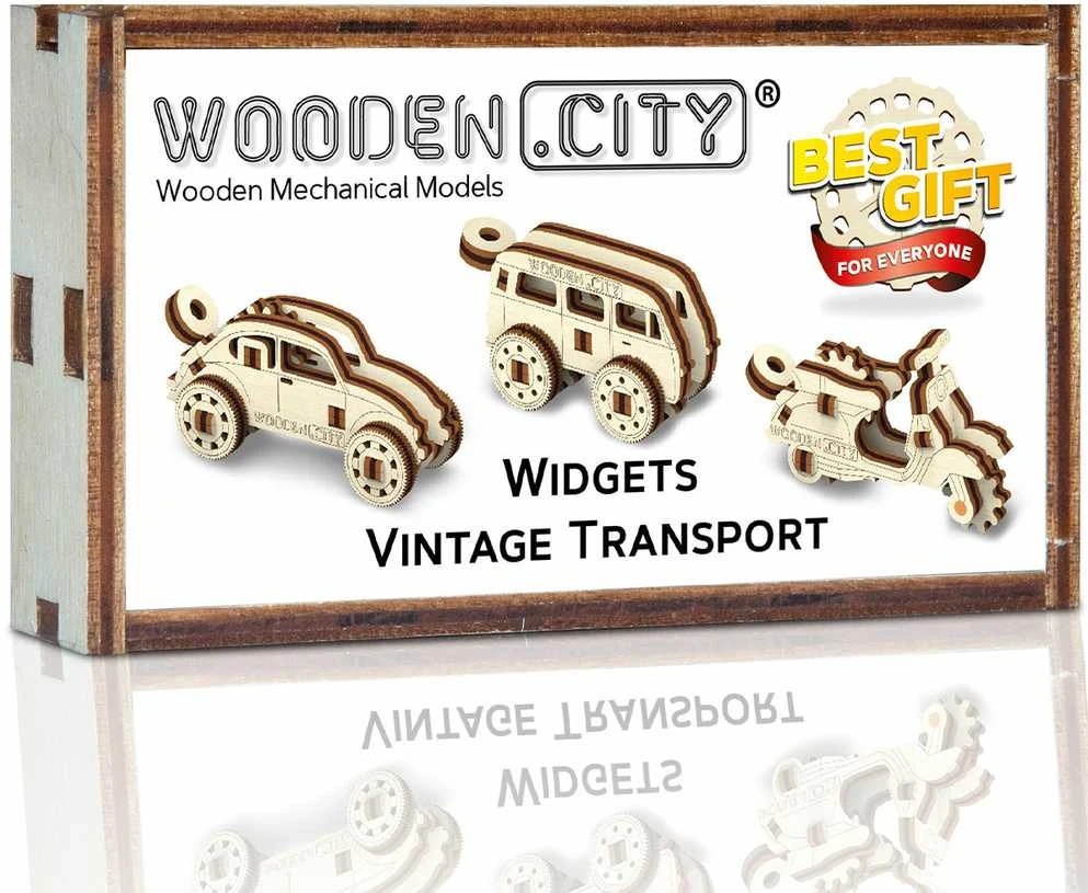Dėlionė WOODEN CITY 3D Medinis Puzzle Modelis Senoviniai Automobiliai ir Motociklas