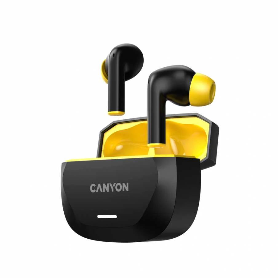 CANYON ausinės HEXAGON 7 TWS ANC+ENC Belaidės Charge Juodas Geltona