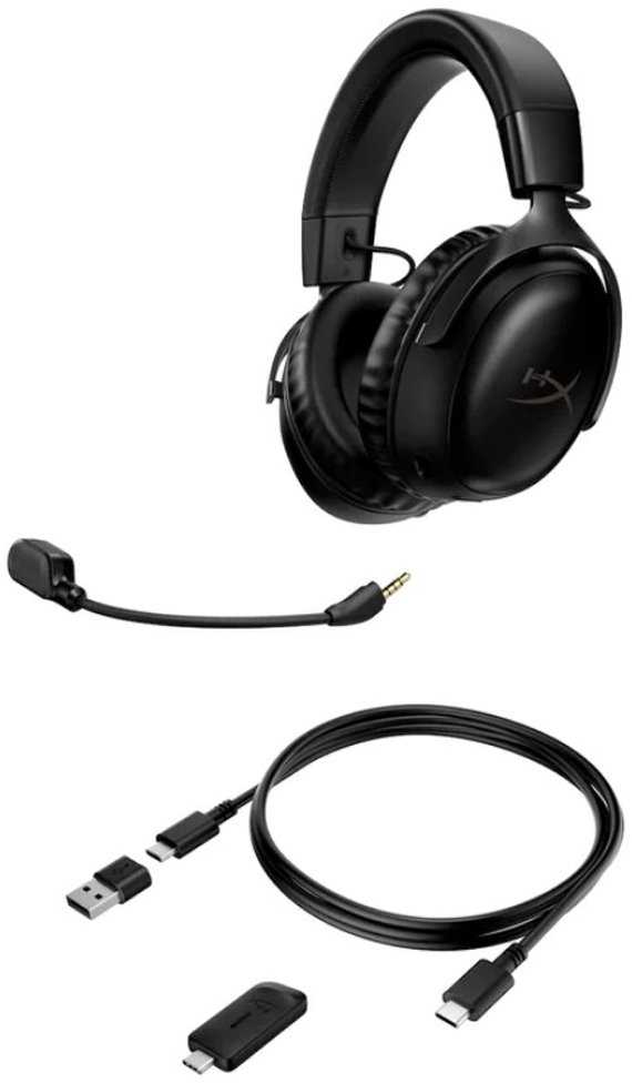 HyperX Cloud III belaidės žaidimų ausinės su mikrofonu, Juodos