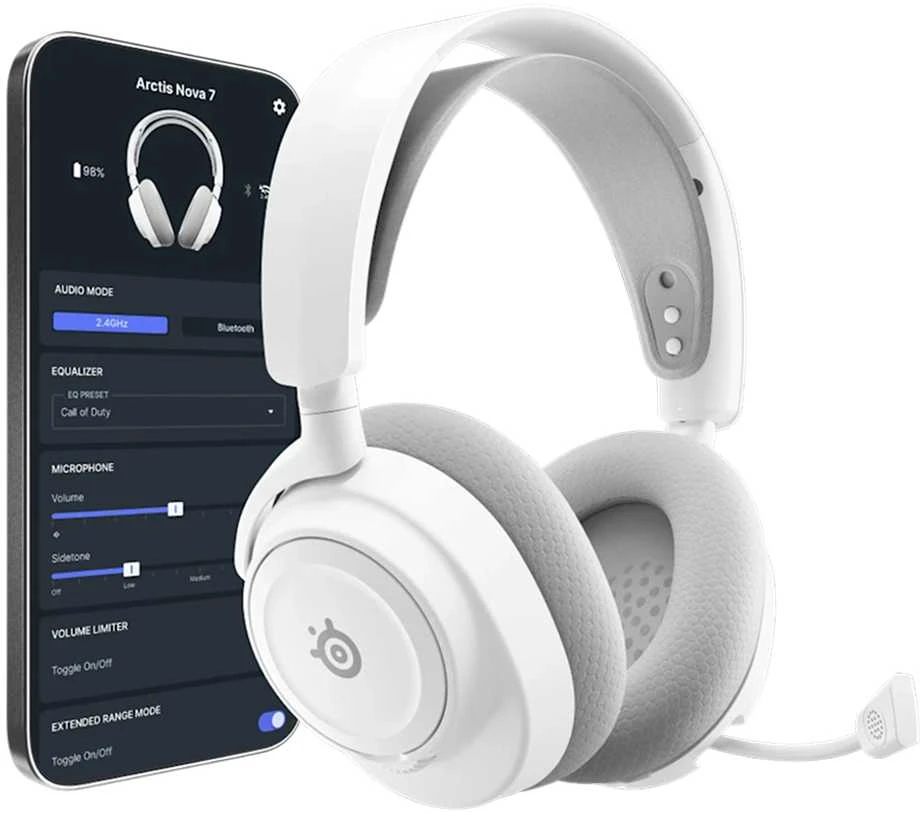 SteelSeries Ausinės Žaidimams | Arctis Nova 7 Gen 2 | Bluetooth | Over-Ear | Mikrofonas | Noise canceling | Belaidės | Baltas