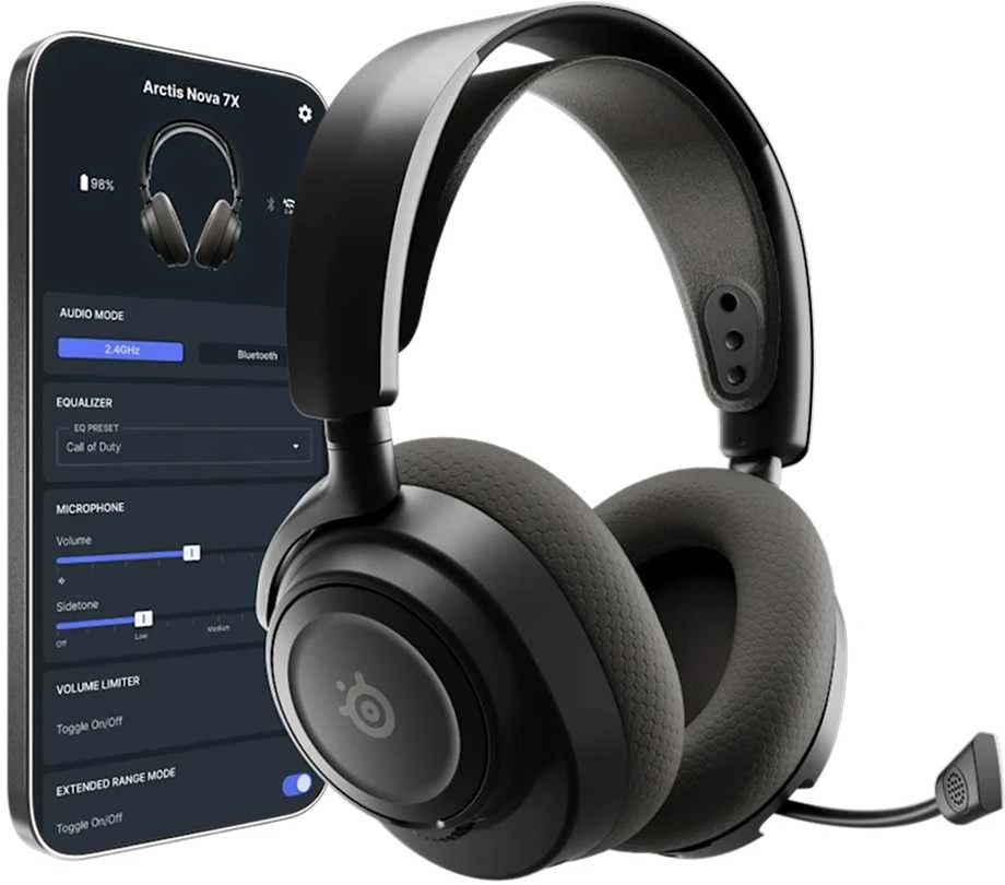 SteelSeries Ausinės Žaidimams | Arctis Nova 7X Gen 2 | Bluetooth | Over-Ear | Mikrofonas | Noise canceling | Belaidės | Juodas