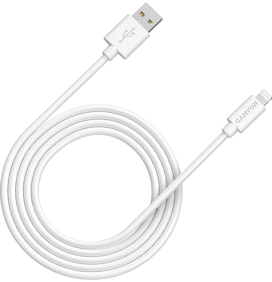 CANYON kabelis MFI-12 USB-A į Lightning 2m Baltas