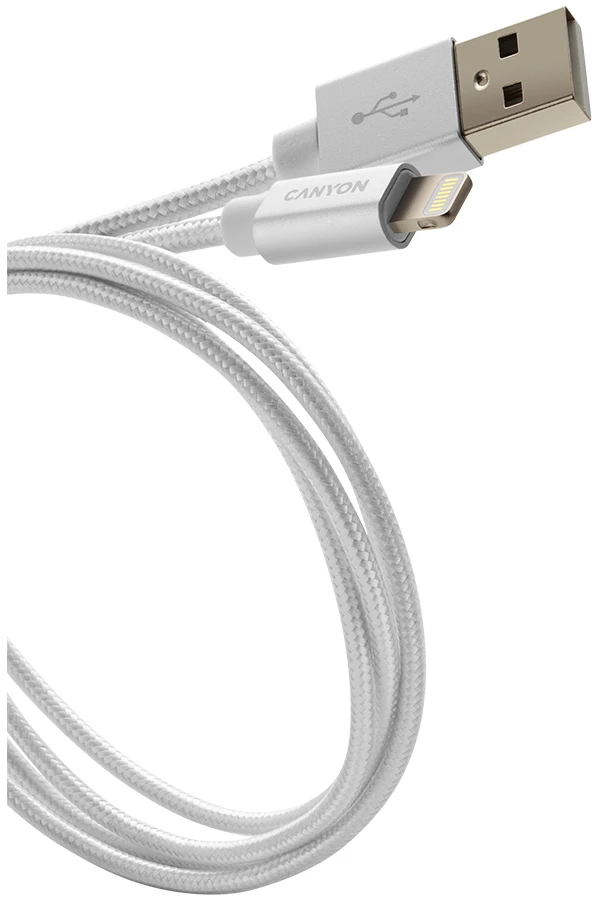 CANYON kabelis MFI-3 Lightning 12W 1m Baltas
