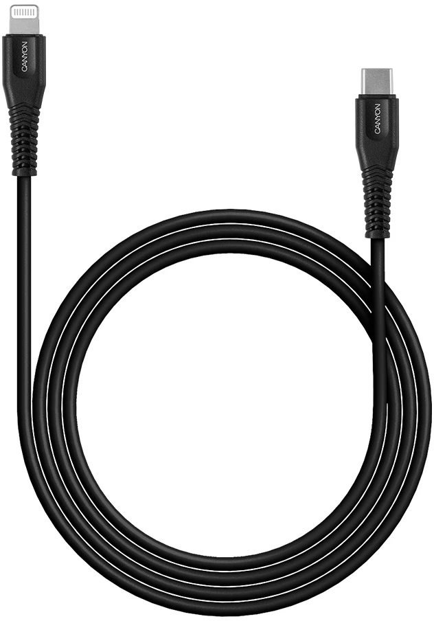 CANYON kabelis MFI-4 Type-C iki Lightning 1.2m Juodas