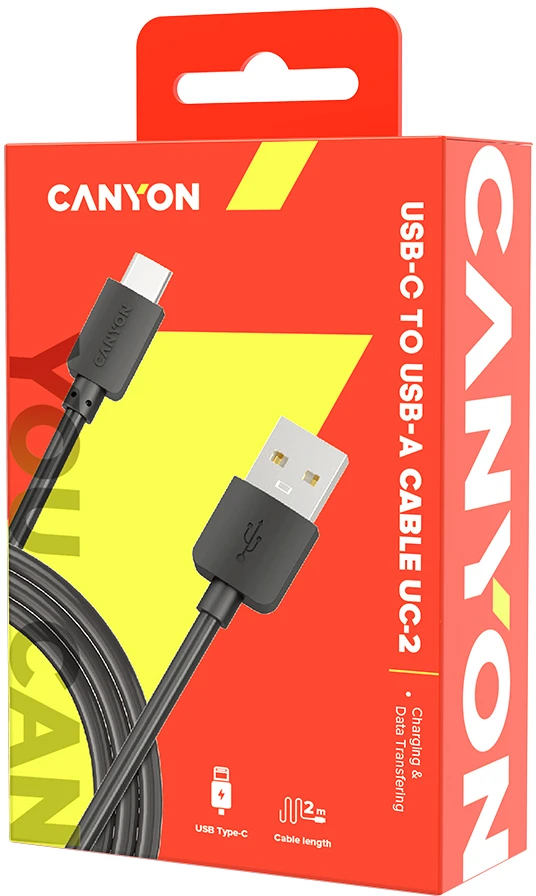 CANYON cable UC-2 USB-C 5W 2m Juodas