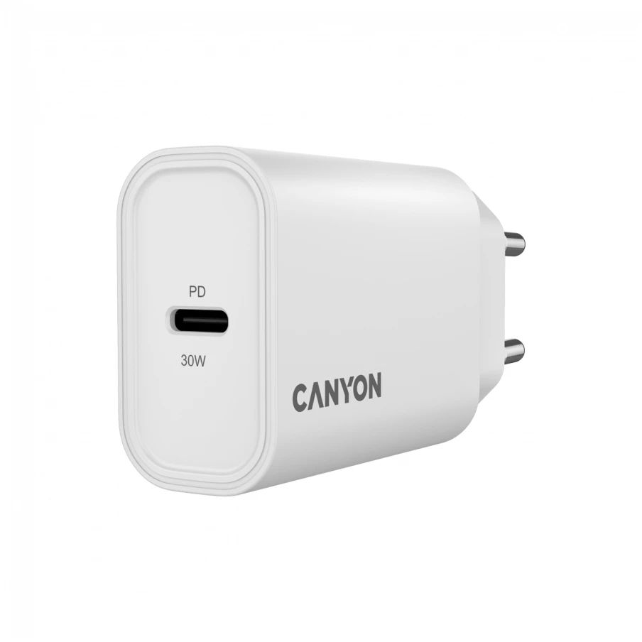 CANYON įkroviklis OnCharge 30CL, maksimali galia 30W, 1xPD, ES, baltas