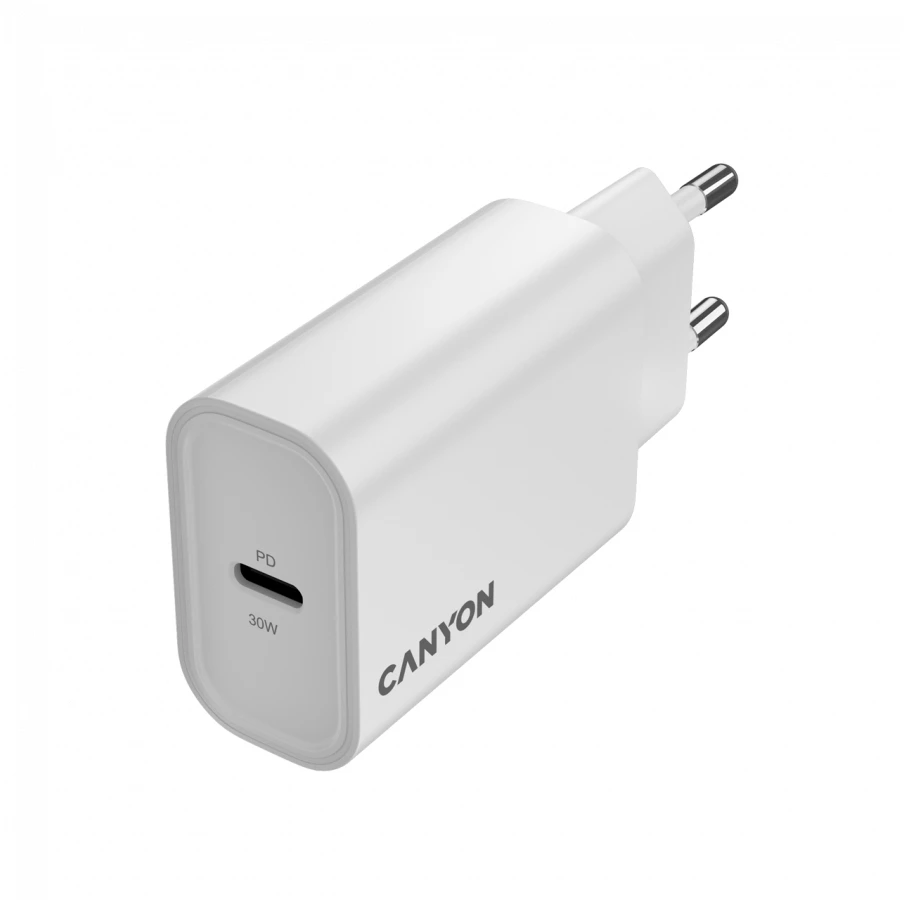 CANYON įkroviklis OnCharge 30CL, maksimali galia 30W, 1xPD, ES, baltas