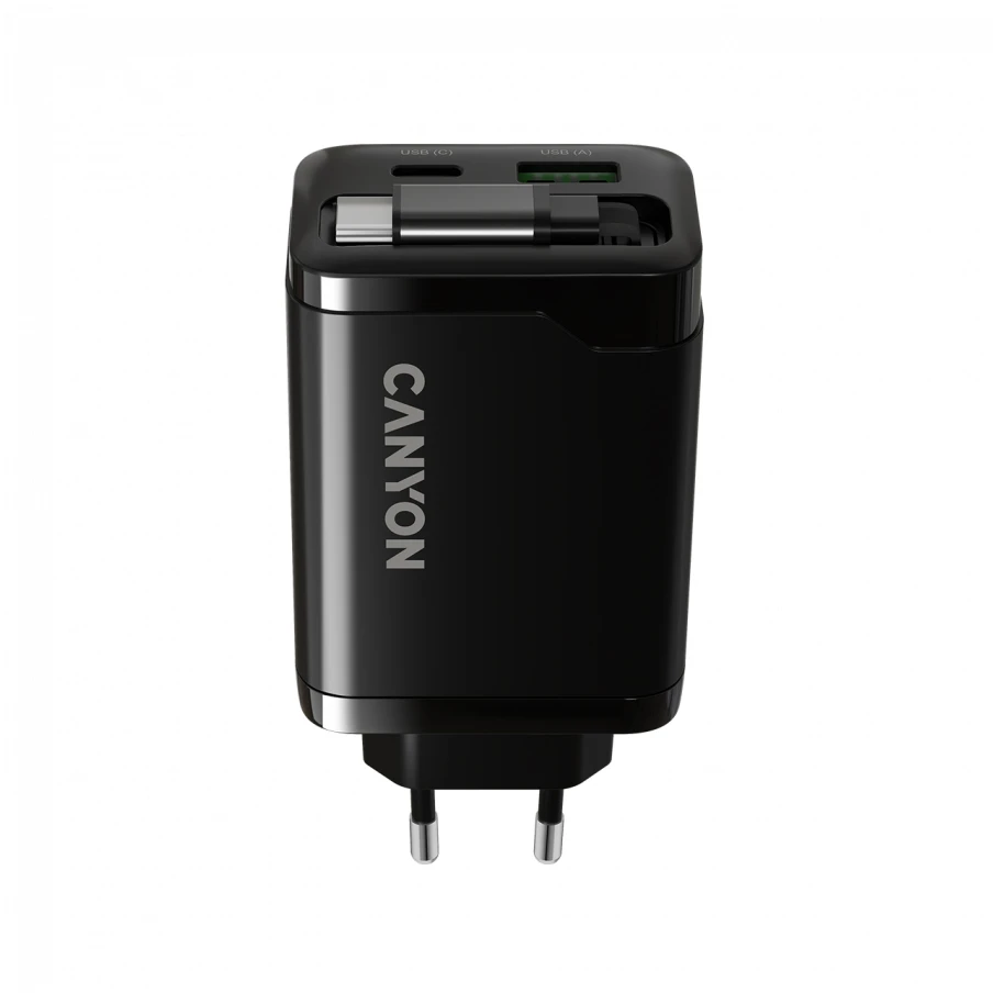 CANYON įkroviklis OnCharge 65RC įmontuojamas laidas USB-C 65W 1xPD 1xQC EU Juodas