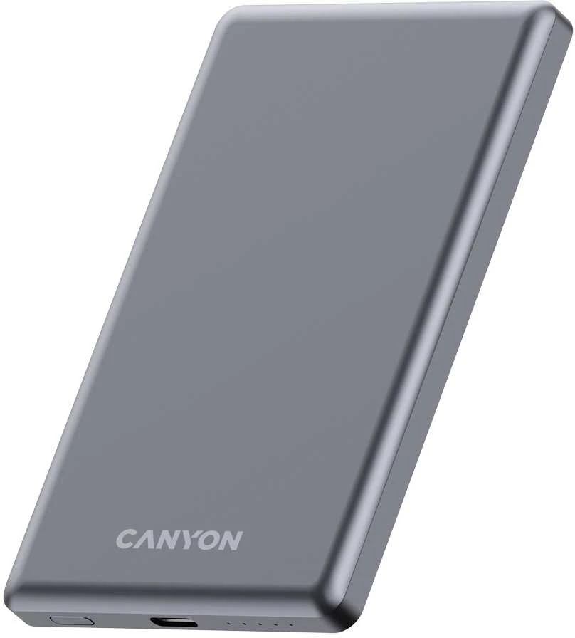CANYON maitinimo blokas OnPower 505 plonas magnetinis 5000 mAh PD20W tamsiai pilkas