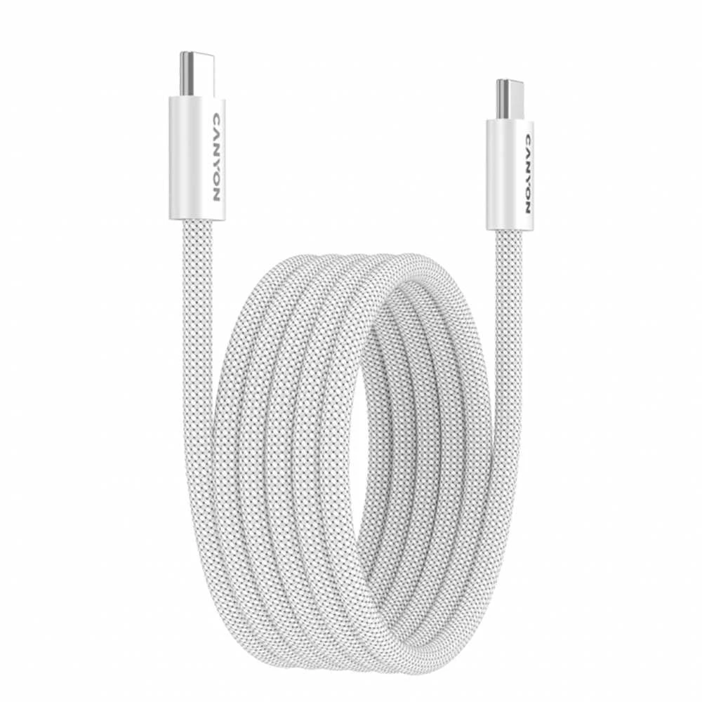 CANYON kabelis OnWire 60MG C-C 60W magnetinis pintas 1m Baltas