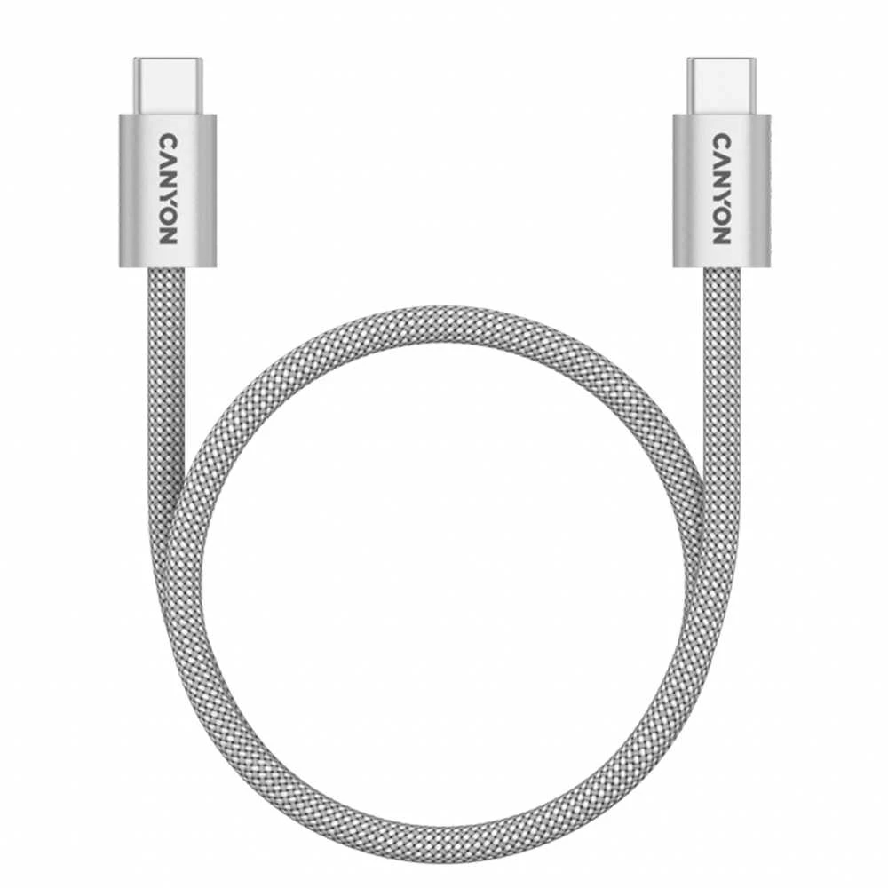 CANYON kabelis OnWire 60MG C-C 60W magnetinis pintas 1m šviesos pilkas